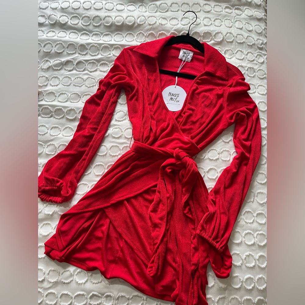 Princess Polly Vibrant Red Wrap Dress
